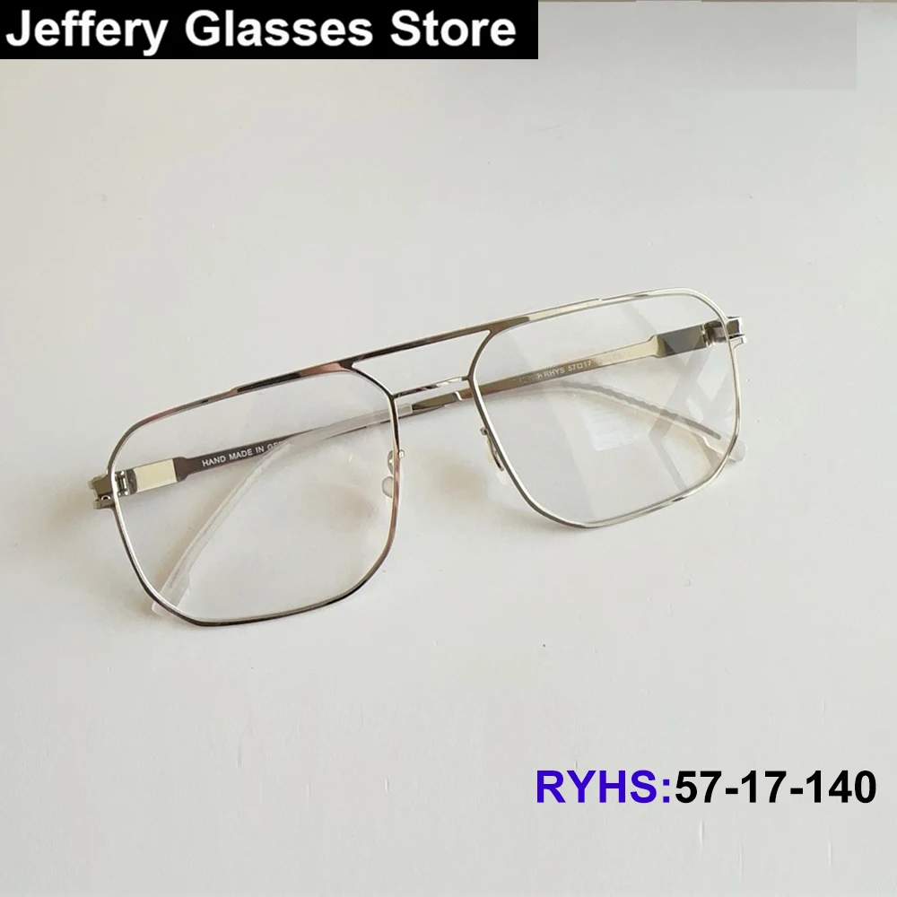 Germany Brand Men Pilot Glasses Frame RHYS Double Beam Screwless Premium Stainless Steel Eyeglasses High Quality Spectacles New