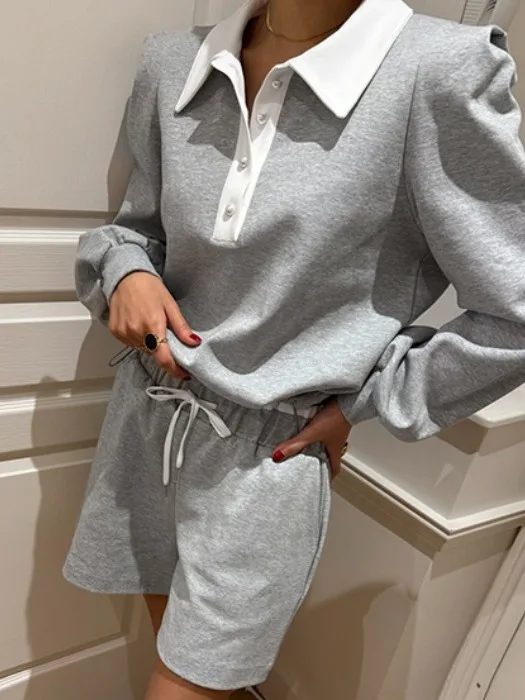 

Chic Ne Sweatirt Women's High Waist Casual ort Pants Set Spring New Sle Faionable Two-Piece Suit Ensemble