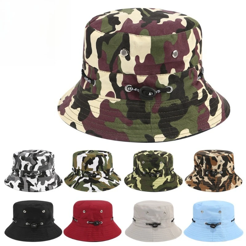 Camo Fishing Bucket Hat Protective Sun Shade Adult Outdoor Hat for Fishing and Outdoor Workers