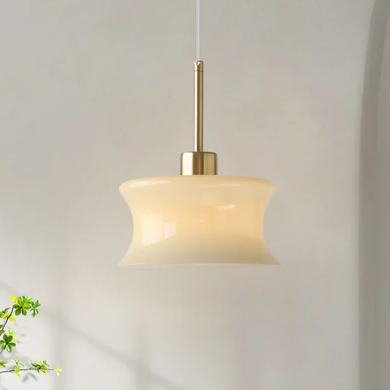 

Cream Style Bedside Pendant Lamp French Retro Glass Hanging Lamps Home Decor E27 Living Room Dining Lighting Fixtures 펜던트조명