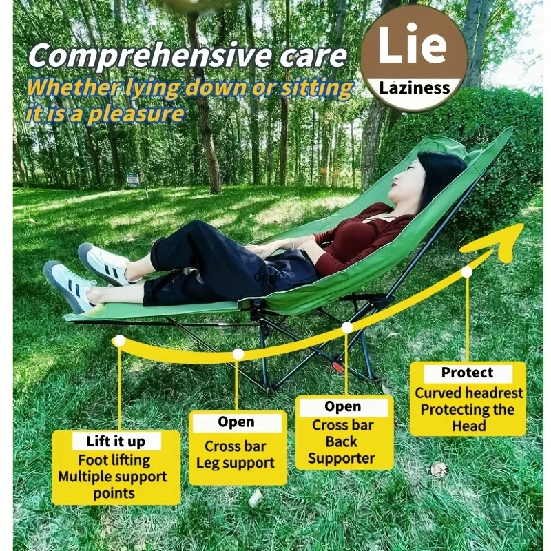 Portable Adjustable Folding Moon Chair for Camping, Fishing & Outdoor Relaxation - Steel Frame, 4-Position Leg Support view 5