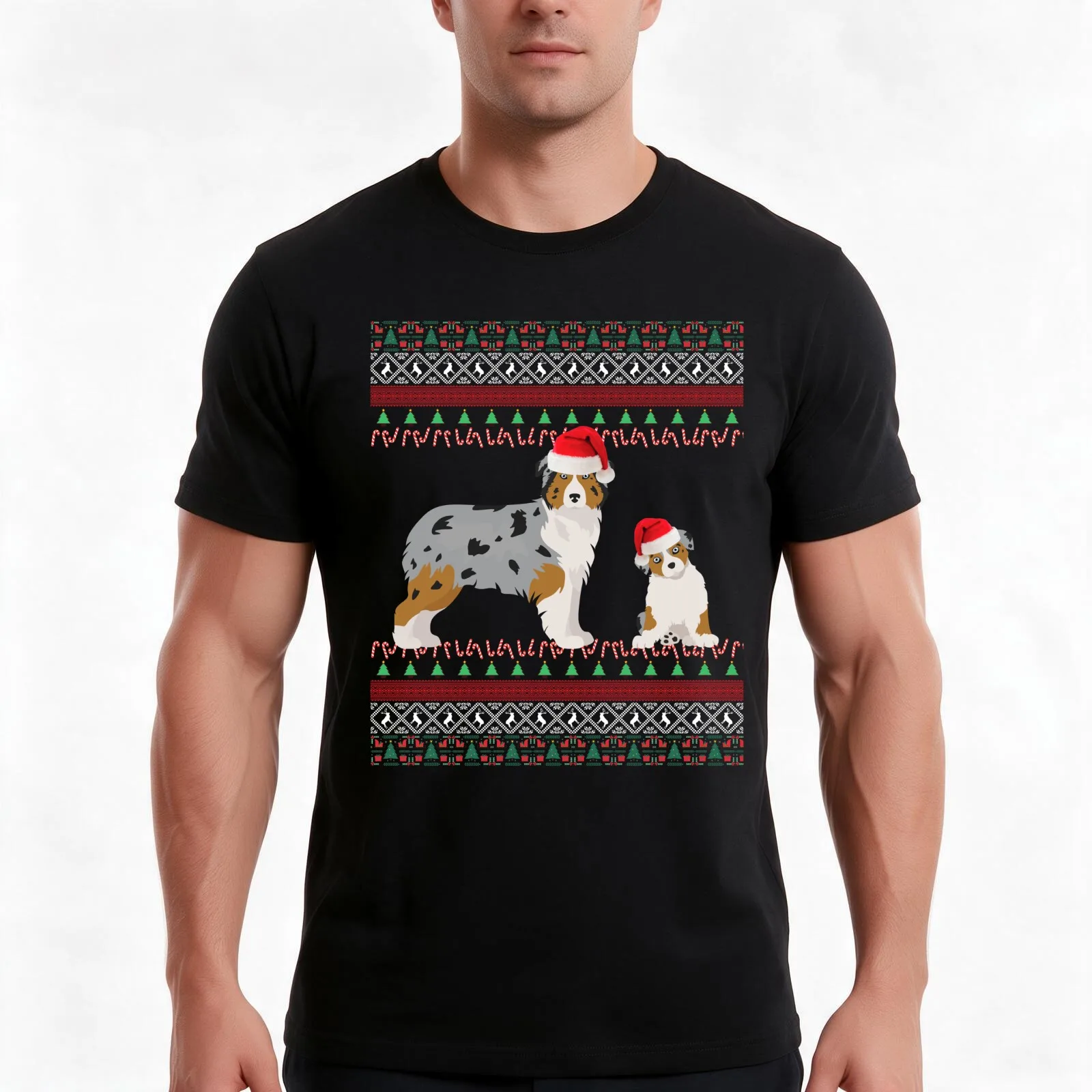 Australian Shepherd Christmas Gift Ugly Aussie Sweater T-Shirt Summer Casual Cotton Tee Oversized Streetwear Tops 100% Cotton