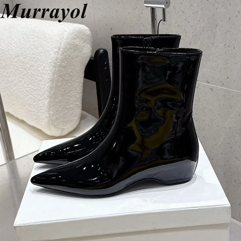 Flat Bottom Short Boots Women Pointed Toe Zipper Design Modern Boots Ladies Autumn Winter Chelsea Boots Zapatos De Mujer