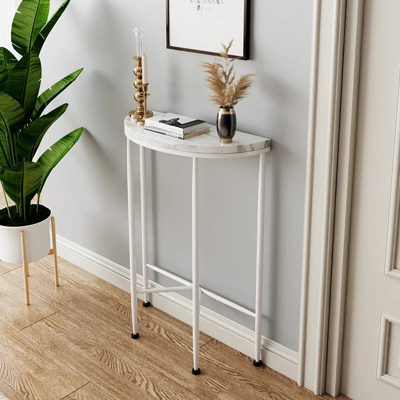 

Semi-Circle Console Table Narrow French Style Entryway Table Wall-Mounted Hallway Decor Chic Foyer Sofa Table for Small Spaces