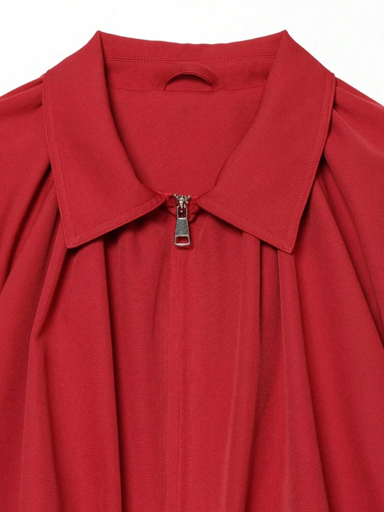 Damen-Cropped-Jacke mit Revers, Laternenärmeln, gerafftem Rücken, lockerer Passform, kurze Oberbekleidung, lässige Streetwear, für den Alltag, Büro, modische Oberteile – Detail 5