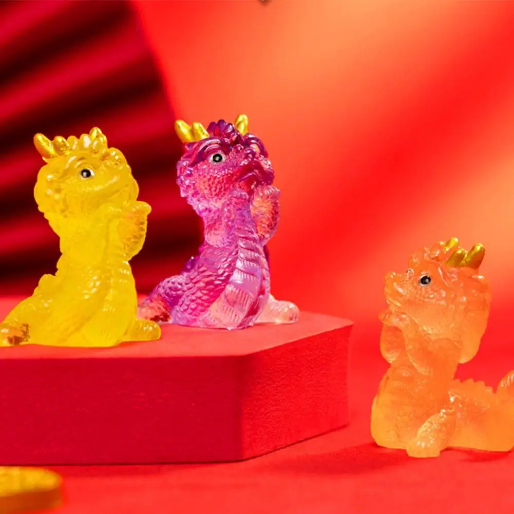 Mini estatuilla luminosa de dragón del zodiaco, adorno de simulación, micropaisaje, Interior del coche, decoración de escritorio para el hogar