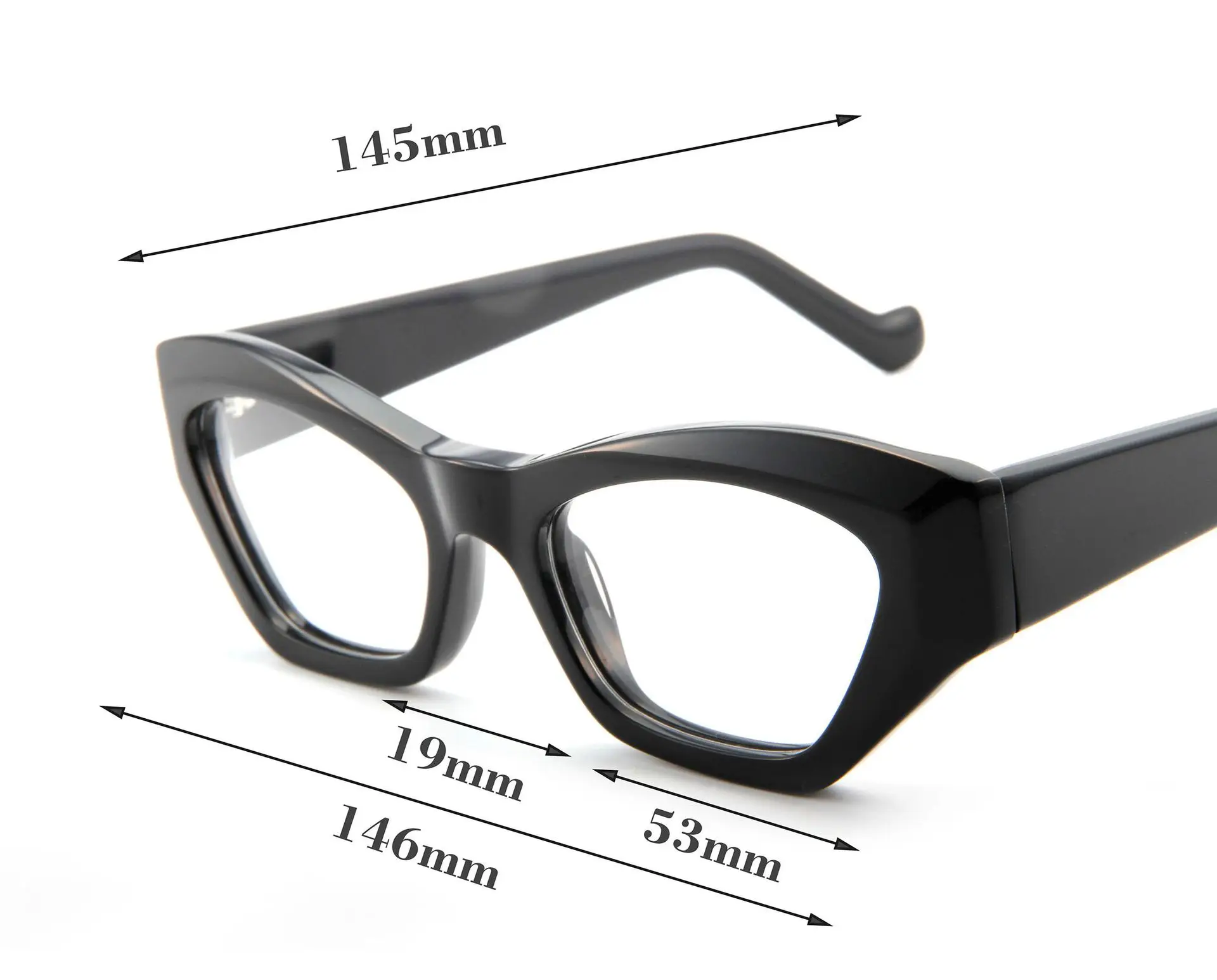 Sexy schwarze Brille Rahmen Frauen Katzenauge transparent große Brille Rahmen Mode Luxus optische Computer Brillen Spektakel – Detail 2