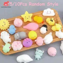 2/5/10Pcs Mini Animal Squishy Toy Squeeze Ball Toys Fidget Toys Pinch Kneading Toy Stress Reliever Toys Kid Party Favor