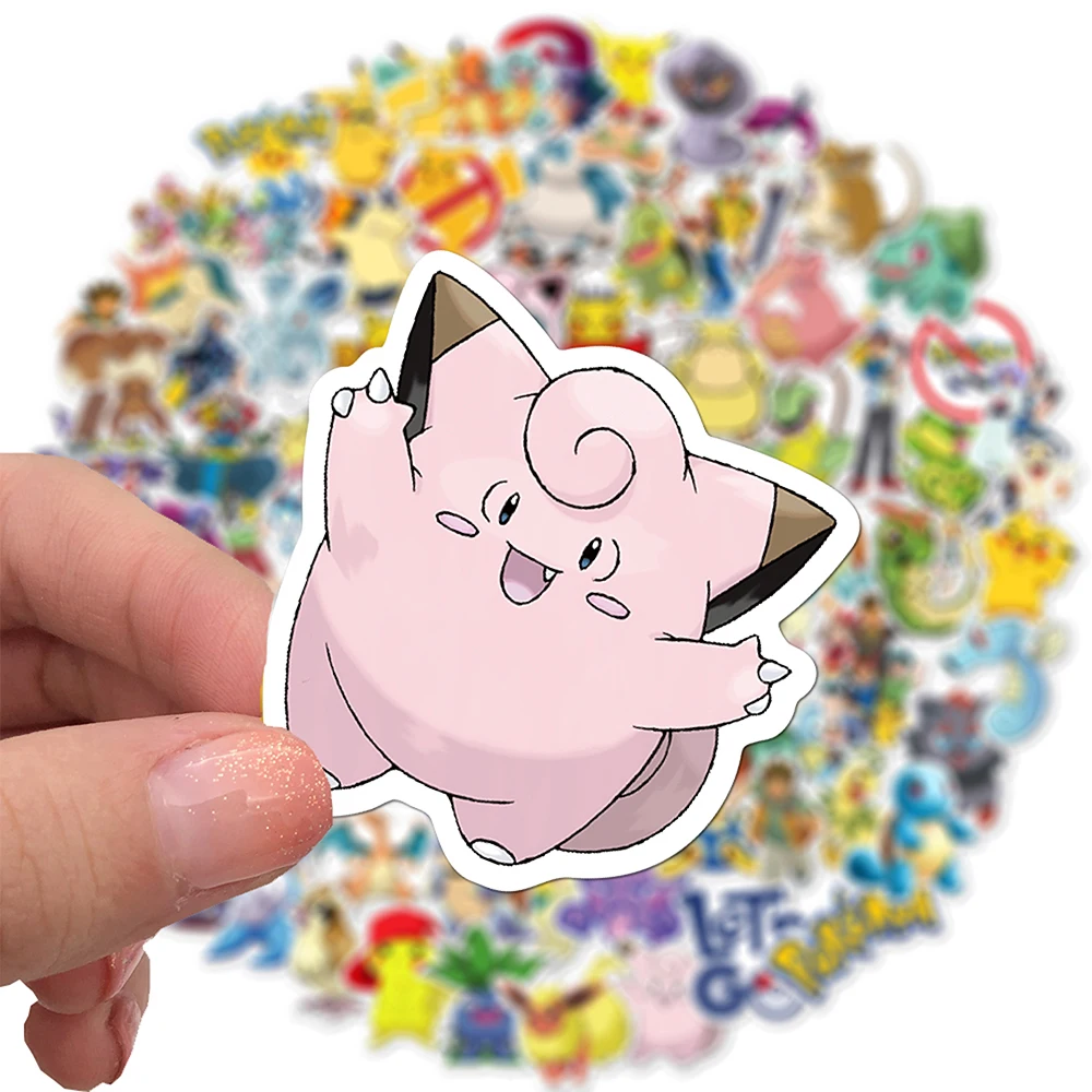 10/30/50/100PCS Anime Pokemon Stickers Cartoon Cute Kids PVC Toy Decals DIY Notebook Bicycle Fridge Guitar Phone Sticker Gifts