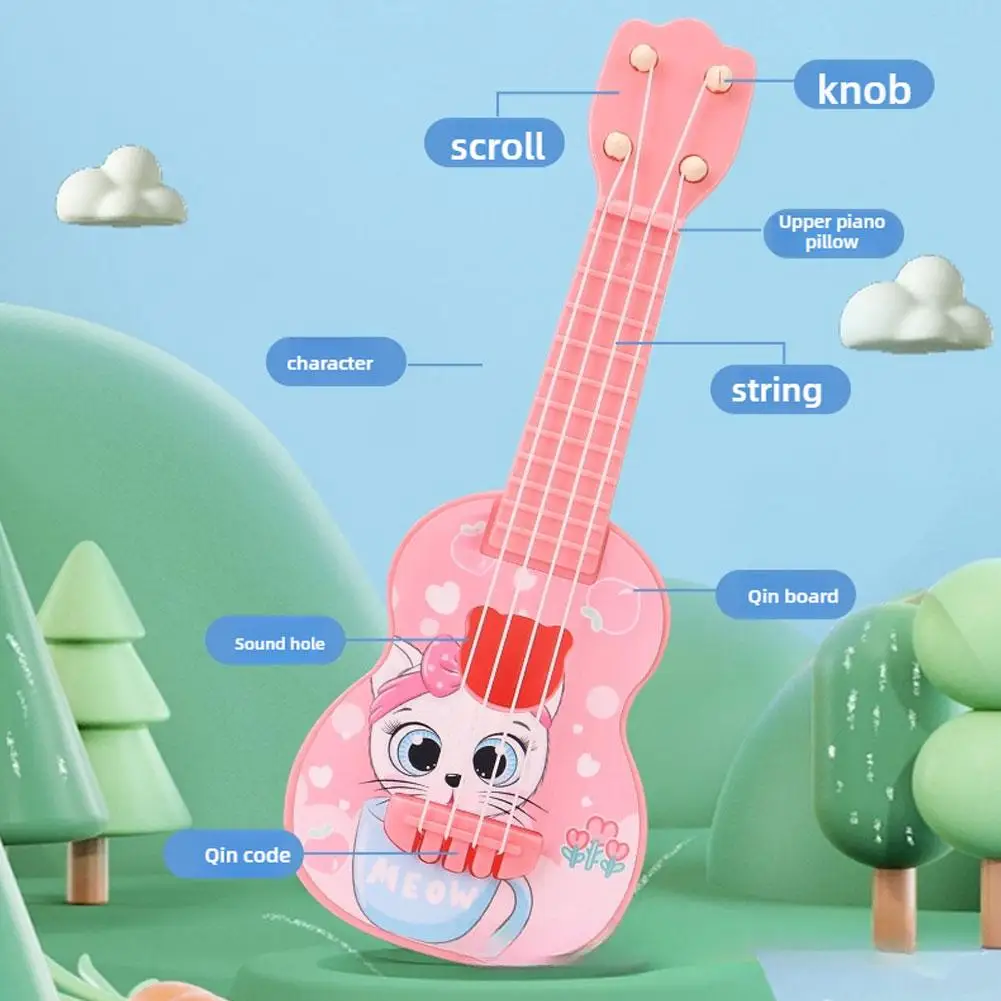 Mini Gitara Instrument Grający Muzykę Zabawka Symulacyjna Ukulele Gitara dla Dzieci Zabawka dla Dziewczynki Chłopca Początkujący Prezent Urodzinowy Dzieci Mogą Grać
