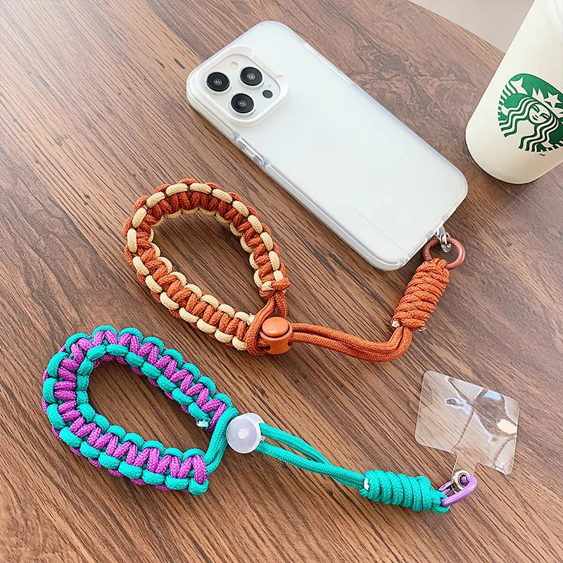 1 Pc Wristband Phone Lanyard Short High-looking Braided Strap Versatile Outdoor Sports Clip Strong and Durable Mobile Phone Rope