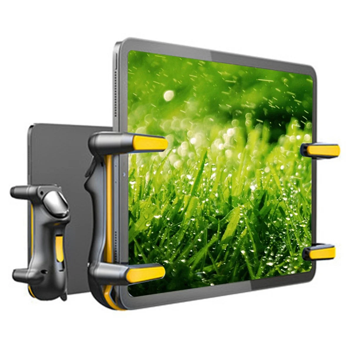 Bfyl-seis dedos para ipad pubg controlador capacitância ajustável gatilho de jogo móvel l1r1 botão gamepad joystick aperto amarelo