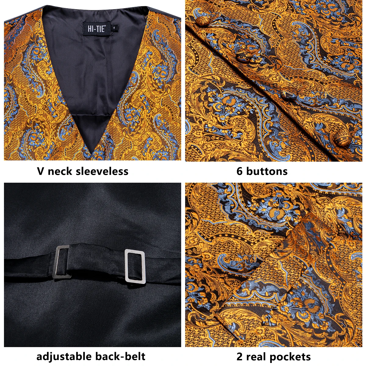 Złoto-Niebieski Zestaw 5 Eleme – Pocket Square Set recenzja i cena