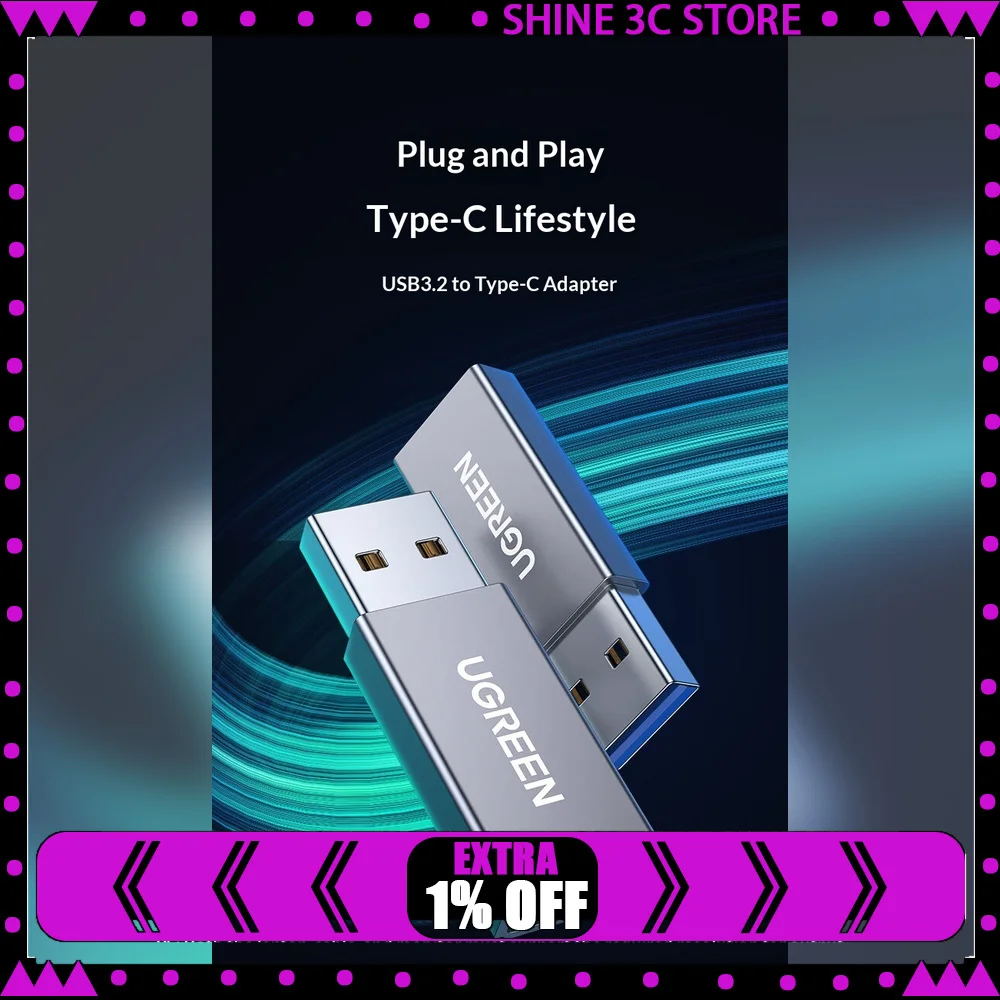 UGREEN US701 55618 USB 3.2 Gen 2 Type C Female to USB A Male Adapter 10Gbps OTG Converter for Laptop Tablet Phone