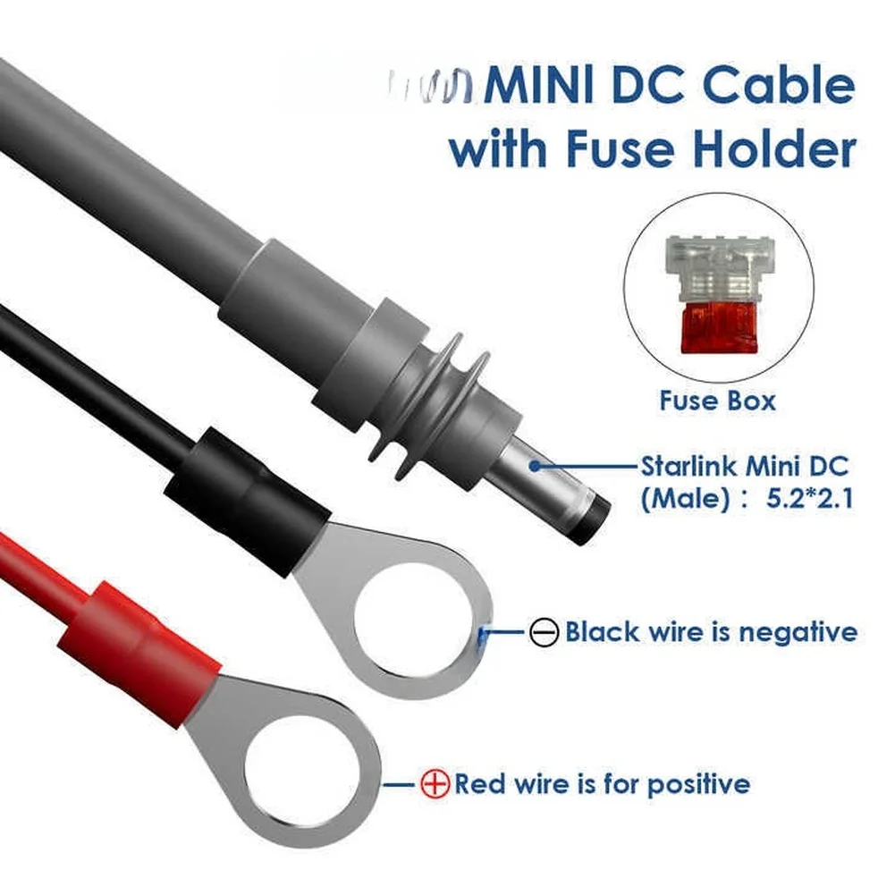 1PC Netzkabel 16AWG 30A Sicherungsschutz für Starlink Mini Oring zu DC Stecker Verlängerungskabel mit ATC/ATO Sicherungshalter 10M