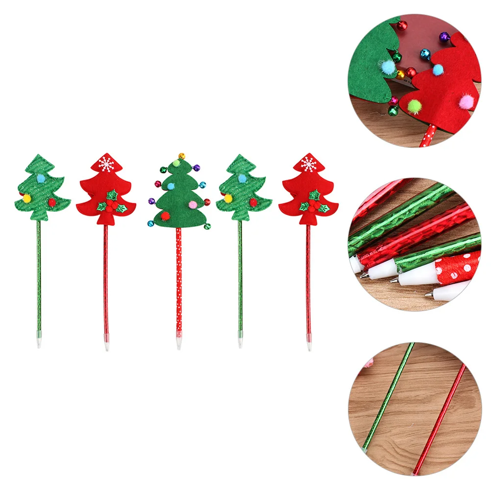 

5Pcs Xmas Cartoon Ballpoint Pens Christmas Tree Design Smooth Writing Stationery School Supplies Creative Gift