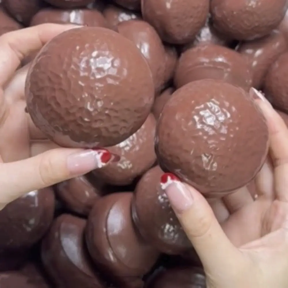 Round Blocks Filled Chocolate Pie Squishy Shapeable Moldable Crunchy Squeeze Toy Finger Relax Pinch Sensory Fidget Ball