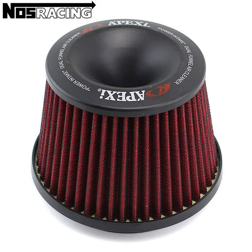 76mm Air Filter Power Intake High Performance Racing Universal JDM Dual Funnel Adapter Cold Air Intake Filter For Apexi