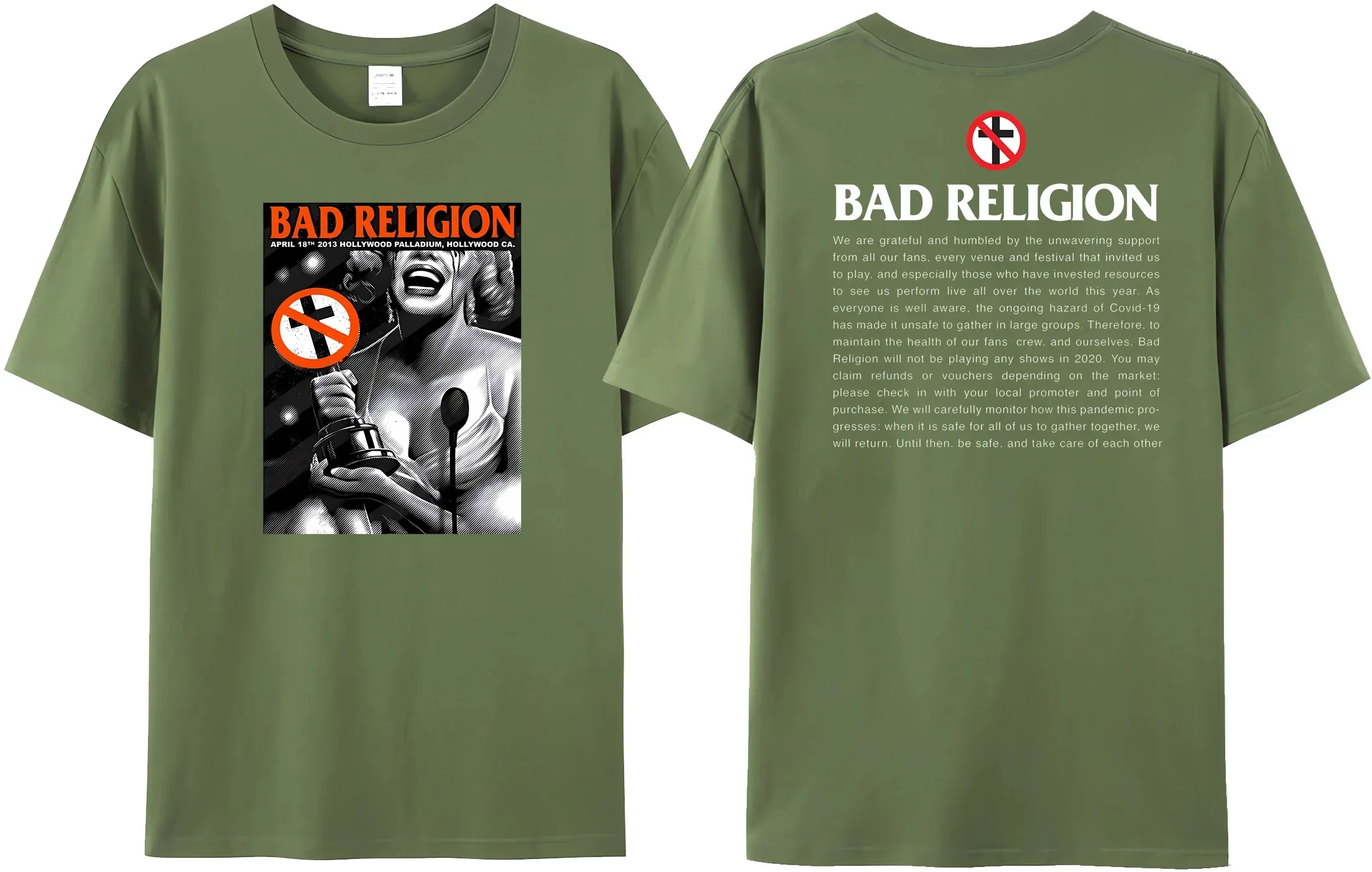 2024 Bad Religion T-Shirt Summer Cotton Fashion Short Sleeve  Men\'s Women\'s Short Sleeve Bad Nun Reversible Printed Tee