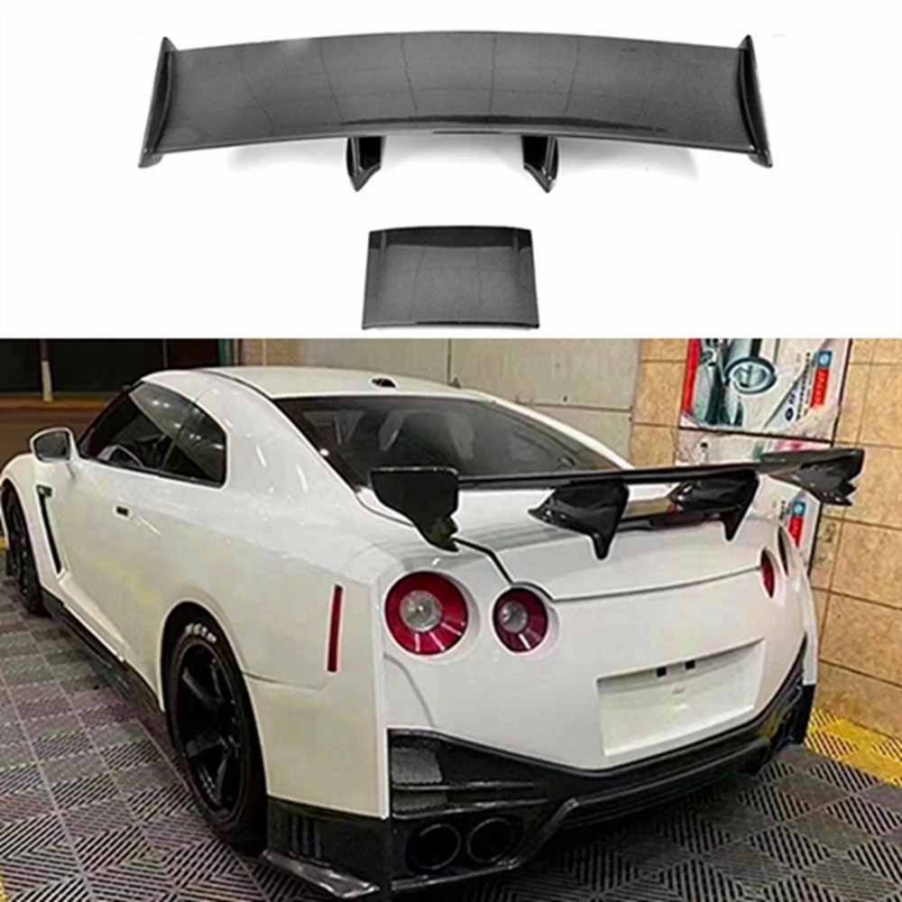 FOR Nissan GTR R35 2009-2020 High Quality Real Carbon Fiber Car Rear Wing Trunk Lip Spoiler Cooperate With The LED