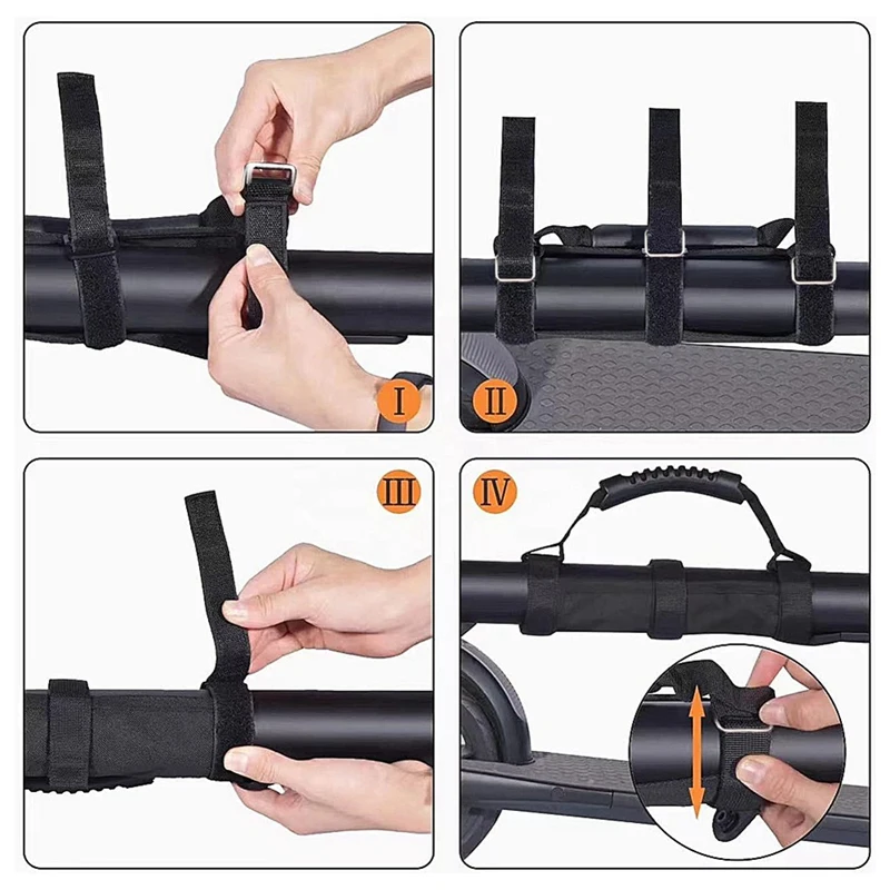 Scooter Carry Handle Portable Hand Carrying Handle Straps Handles Bandage For M365/MAX G30 Scooter Universal, Durable Black