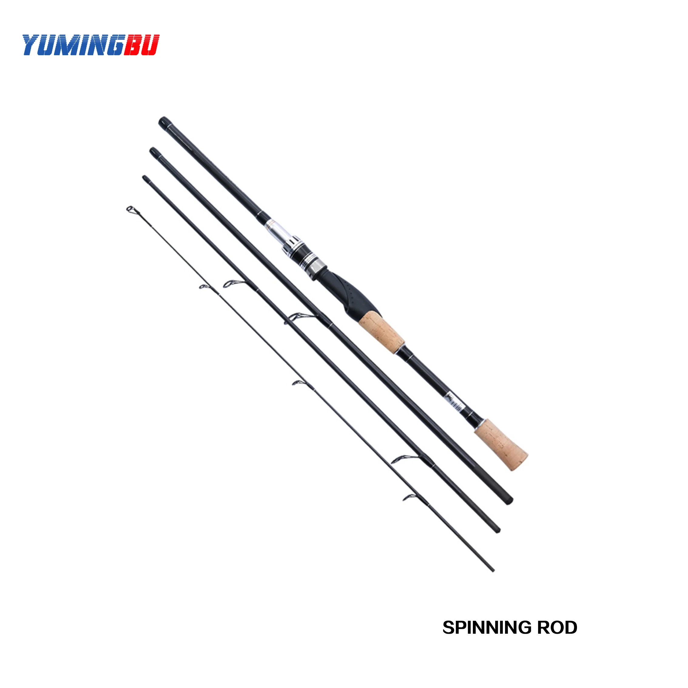 YumingBu 4 Section Carbon Hard Lure Fishing Rod 2.16m 2.43m, with Ceramic Top and Guide Ring,