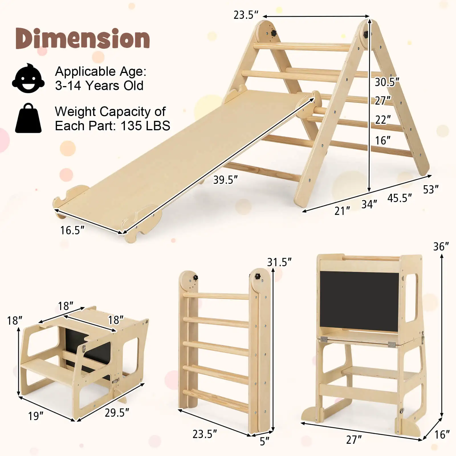 7-in-1 Toddler Climbing Toy Set w/ Reversible Ramp Convertible Step Stool