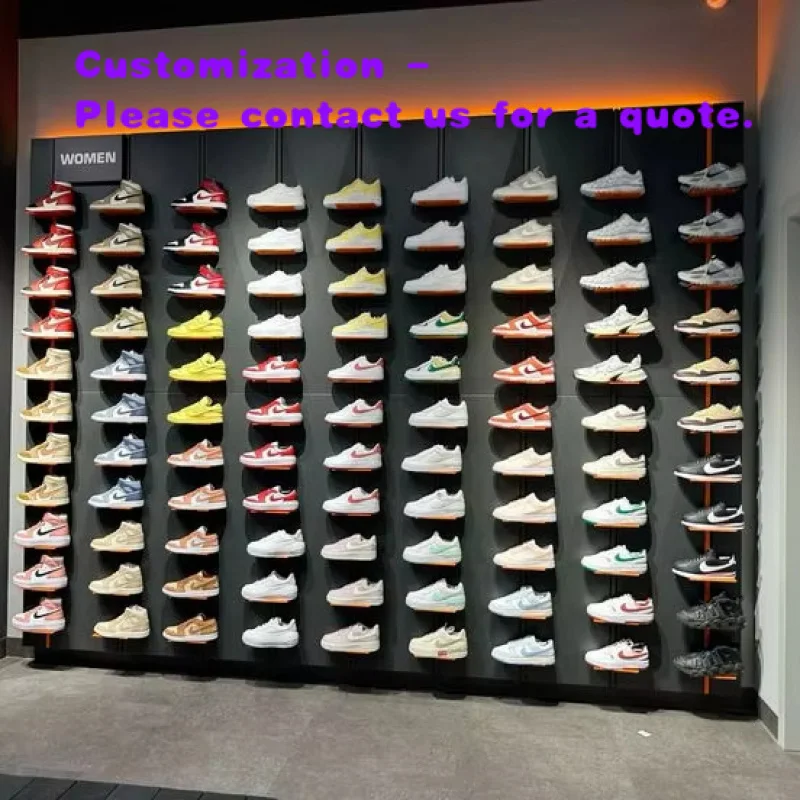 

custom.Modern Custom Fashion Sports Shoes Shop Fitting Wall Fixture Decoration Bespoke Sneaker Wall Mounted Shelf Disp