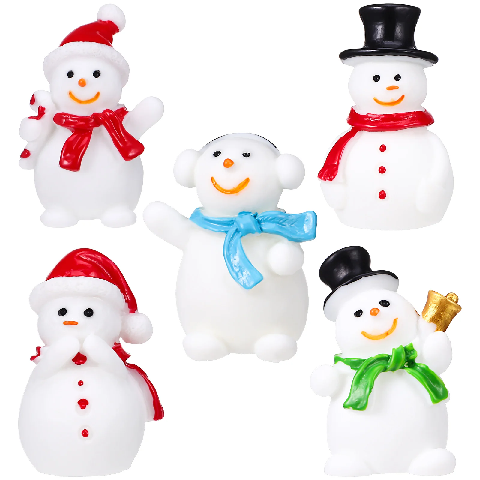 

50 pcs Mini Snowman Figurines Resin Christmas Decorations Different Sizes Home Desk Bookshelf Ornaments Bulk Garden Crafts