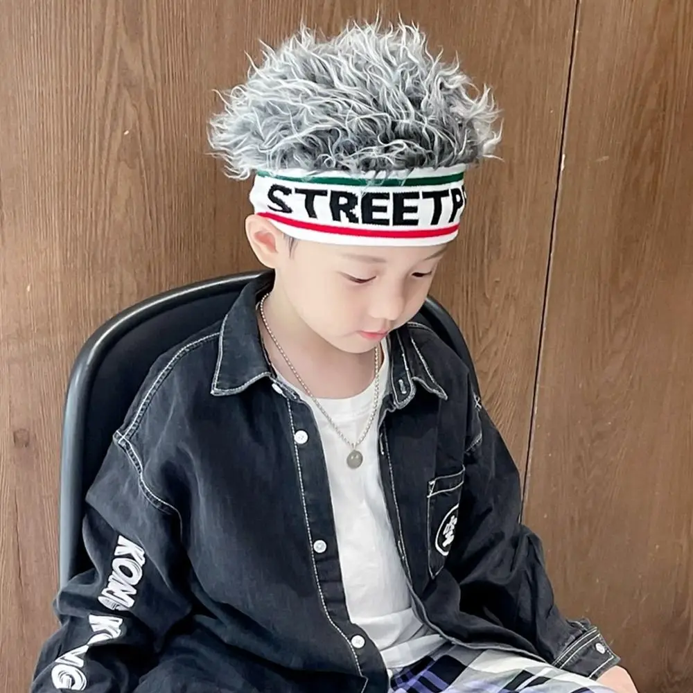 Fashion Funny Wig Hat Knitted Elastic Beanies Cap Personality Cool Hair Integrated Headwear Children