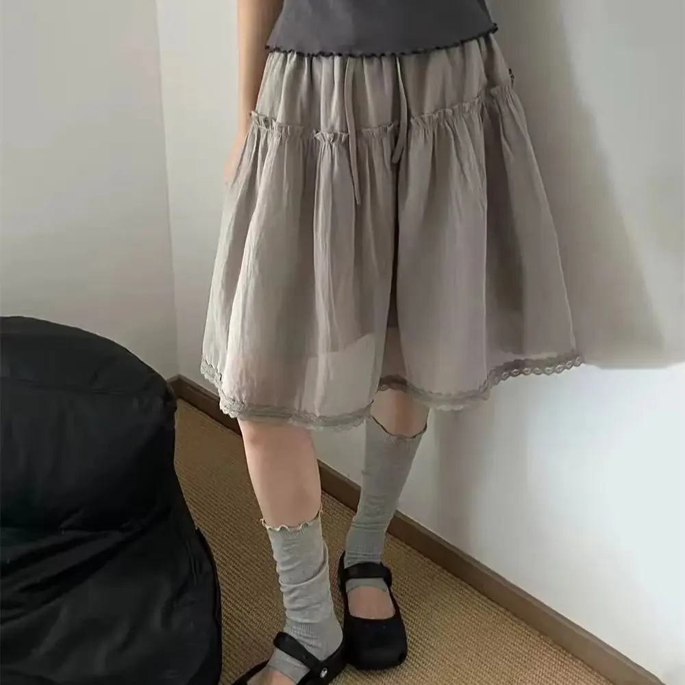 Light Gray Drawstring Cargo Pants Women Casual Loose Dry Wide Leg Trousers Y2k Embroidery Logo Streetwear Outdoor Hiking Joggers