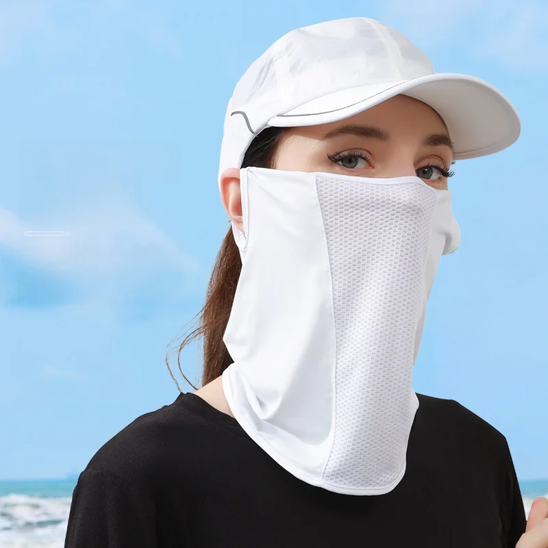 summer-sun-protection-face-mask-golf-sport-ice-silk-face-cover-uv-protection-neck-guard-outdoor-sports-mask-unisex-simple-style