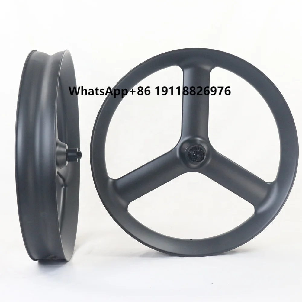 

Winowsports 26er Carbon Fatbike Wheel 3 Spokes 90mm Clincher Wheel Fat Bike Tri-spoke 26inch Snow Bicycle Wheels
