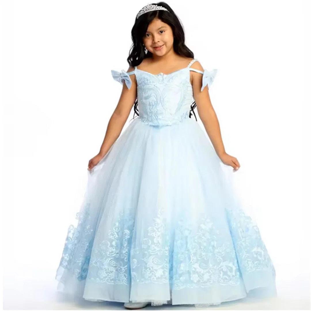 

Платья с цветочным узором для девочек на свадьбу, день рождения, тюлевые пышные многоуровневые аппликации с блестками и длинными рукавами для платья для первого причастия