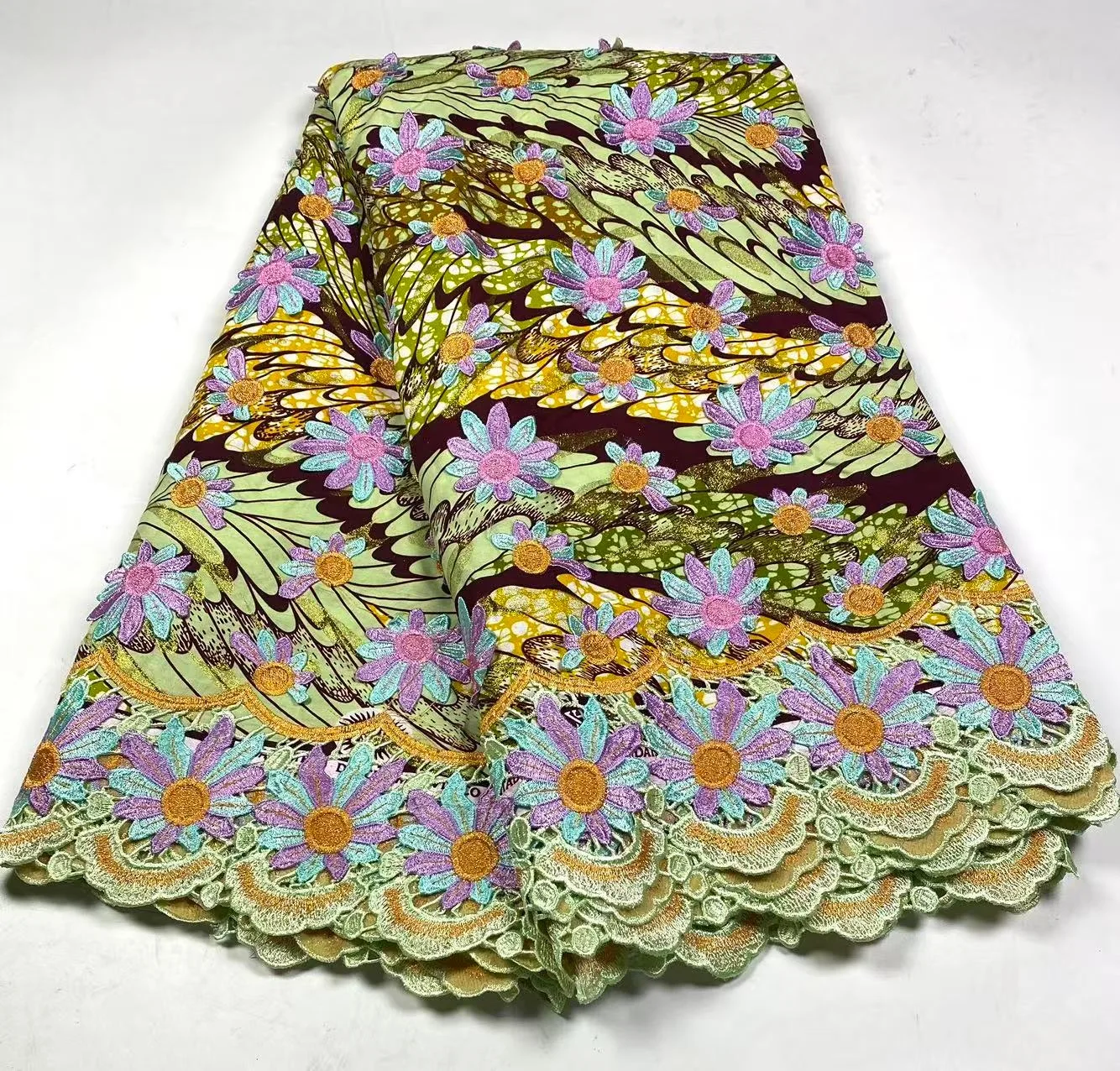 

3D Super Lace Nigerian Wax Lace Fabric High Quality African Swiss Voile Lace Embroidery French Guipure Net Fabric Sewing Wedding