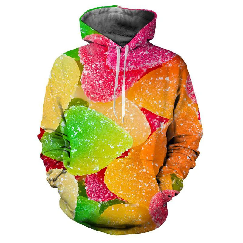 Funny Colorful Candy 3D Printed Fudge Men\'s Hoodie Personality Pullovers Fashion Long Sleeves Women Hoodie Street Sweatshirt