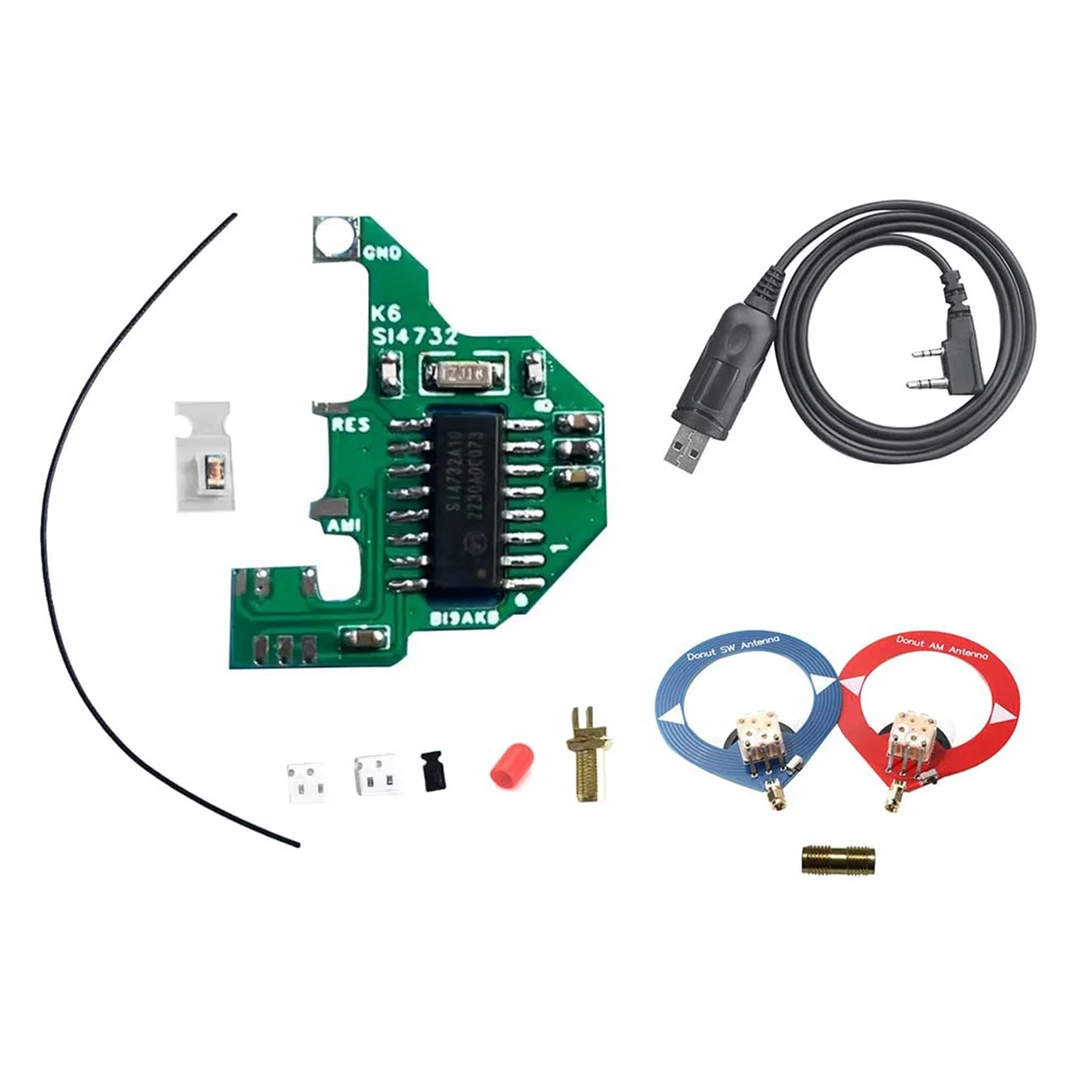 SI4732 Module and Crystal Oscillator+2xDonut Antenna+Programming Cable FPC for Quansheng UVK5/K6 Dual Antenna Solution