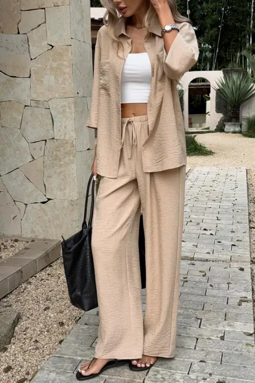 

Women's Two-Piece Set for Spring and Summer 2026 Elegant Loose Lazy Long Sleeved Top Set Fashionable and Loose Set