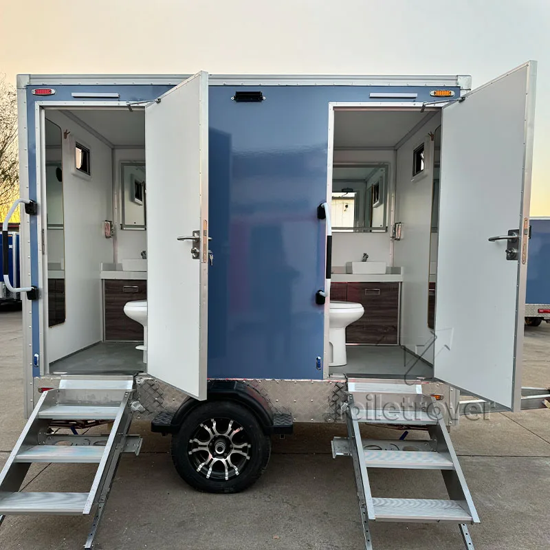 

2-Station Luxury Portable Restroom Trailer Multicab Trailer Bathroom High Quality Luxury Portable Toilet Trailer for Sale