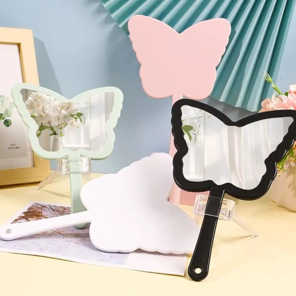 Hand-held Butterfly-shaped Makeup Mirror Plastic Mini Butterfly Handle Mirror Butterfly-shaped High-definition