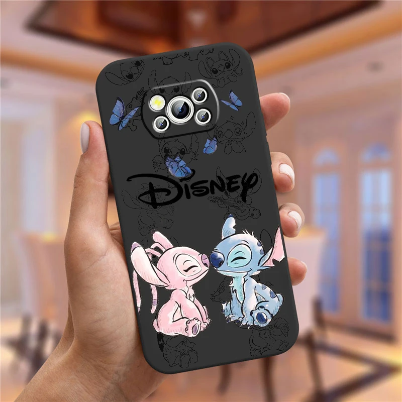 Luxus Disney Stitch Cartoon für Xiaomi Mi Poco F5 F4 F3 F2 x5 x4 x3 m6 m5 m5s m4 m3 c40 Pro GT NFC 5G schwarz Funda Handy hülle