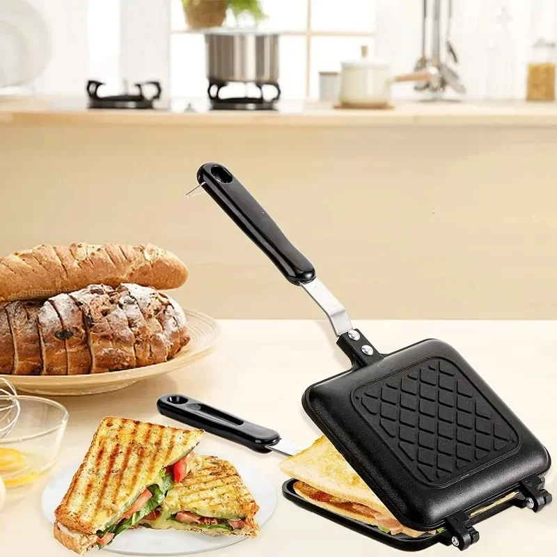 Maker Nonstick Grilled Sandwich Double Sided Frying Pan Sandwich And Panini Maker Pan with Handle Pan Easy Aluminum Flip Cooking