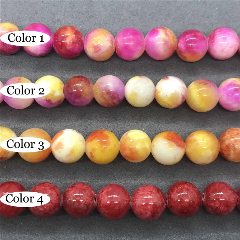 Red Yellow Persian Chalcedony Loose Beads Natural Gemstone Smooth Round Bead for Jewelry Making Charms Bracelets