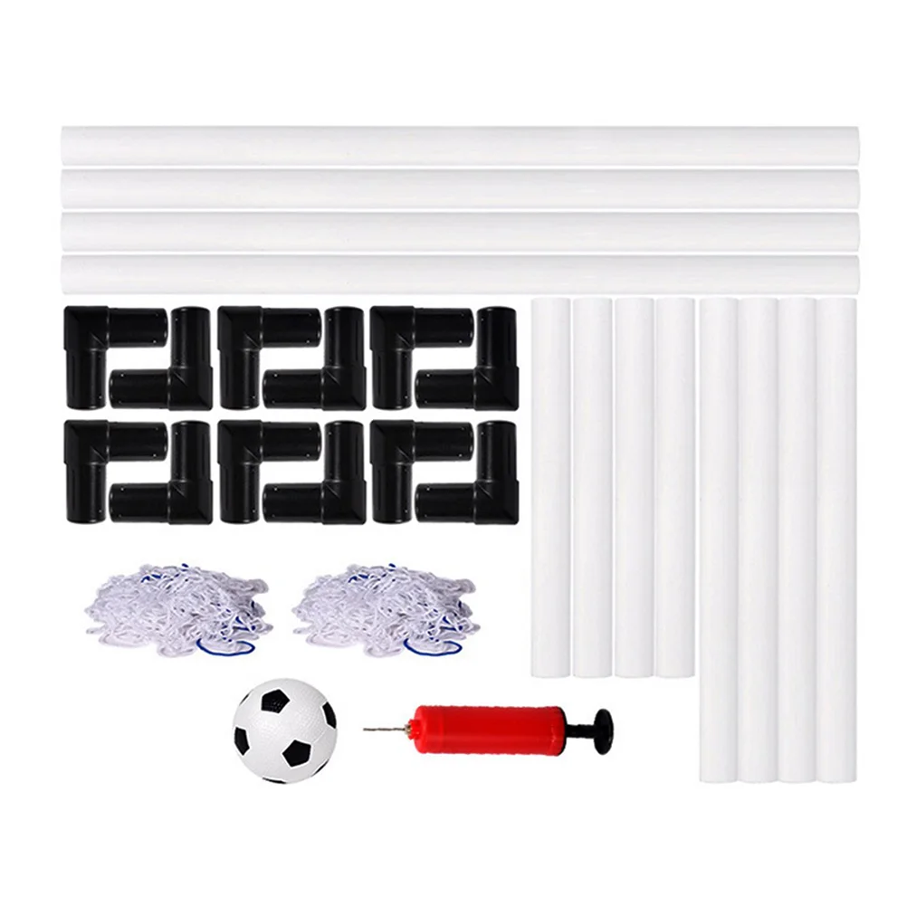 1 Set Portable Inflatable Football Training Set Outdoor Soccer Sports Toy White Black (2Pcs Football Doors, 1Pc Football, 1Pc In