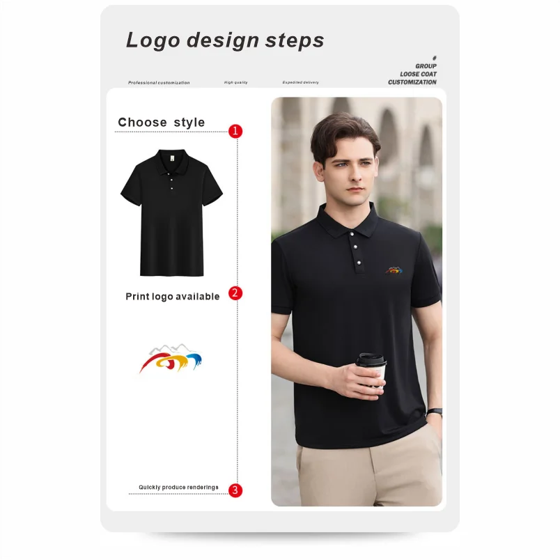 Custom Logo Polo Shirt Summer Breathable Short Sleeve Polo Shirts Business Casual Work Clothing Design Print Embroidery