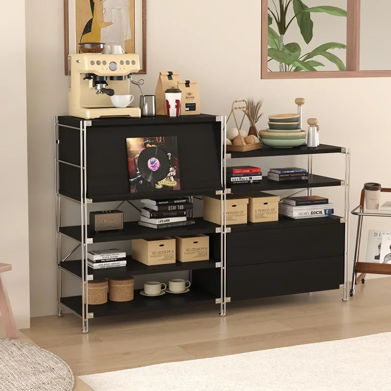 Wind Shelf Floor-to-ceiling Sofa Side Cabinet Flip Door Magazine Cabinet Multifunctional Locker Living Room Storage Cabinet