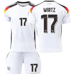 Wirtz 17Print Kinder Sommer atmungsaktiv schnell trocknend 2 Stück T-Shirts Shorts Kits 4-13 Jahre Jungen Mädchen Fußball Yamal 19 Cosplay Kleidung