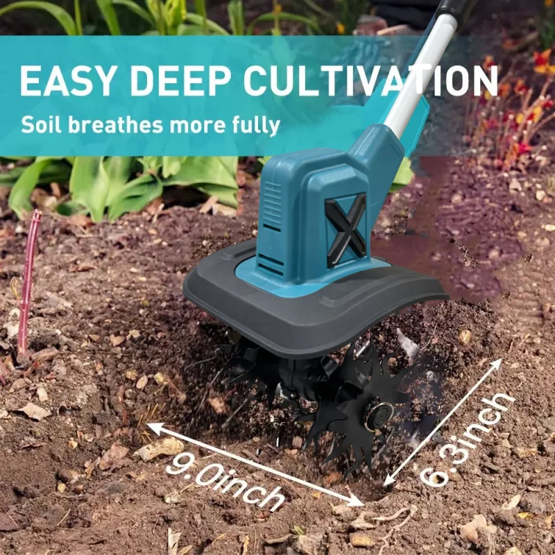 Small Lithium Battery Electric Micro Tiller Scarifier, Household Garden Machine for Weeding and Grass Trimming
