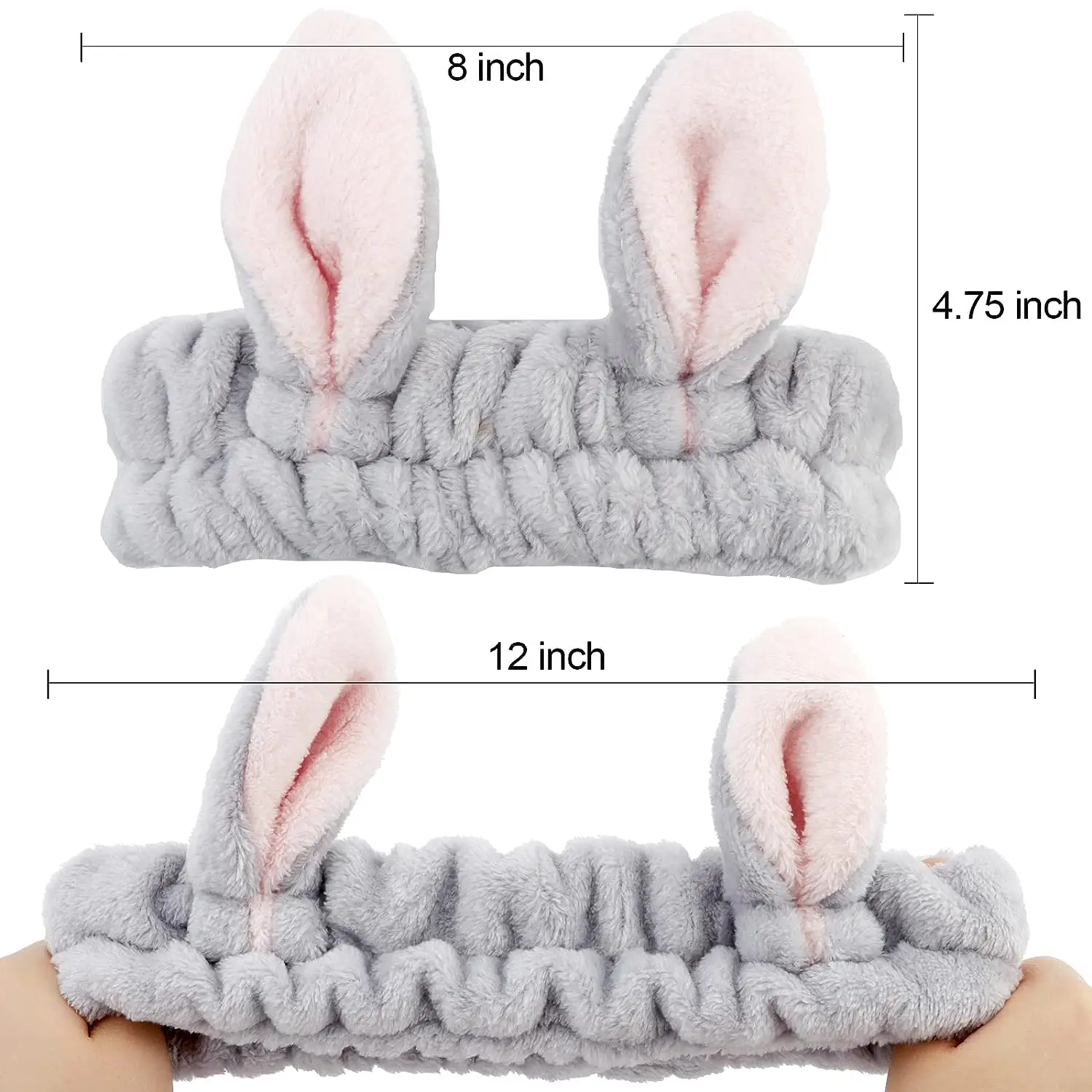 Gesichts wäsche Stirnbänder für Frauen Mädchen süße Hasen ohren Haar bänder Make-up Kopf wickel Korallen Fleece Spa Stirnbänder Haarschmuck – Detail 2