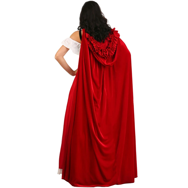 NEW Long Cloak Little Red Riding Hood For Woman Costume Carnival Halloween Spooktacular Playsuit Cosplay Fancy Party Dress